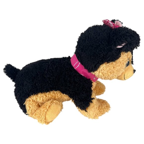 Mattel Barbie Plush Dog Plush Toy Sounds Working Black & Tan Pink Bow & Collar - Picture 7 of 11